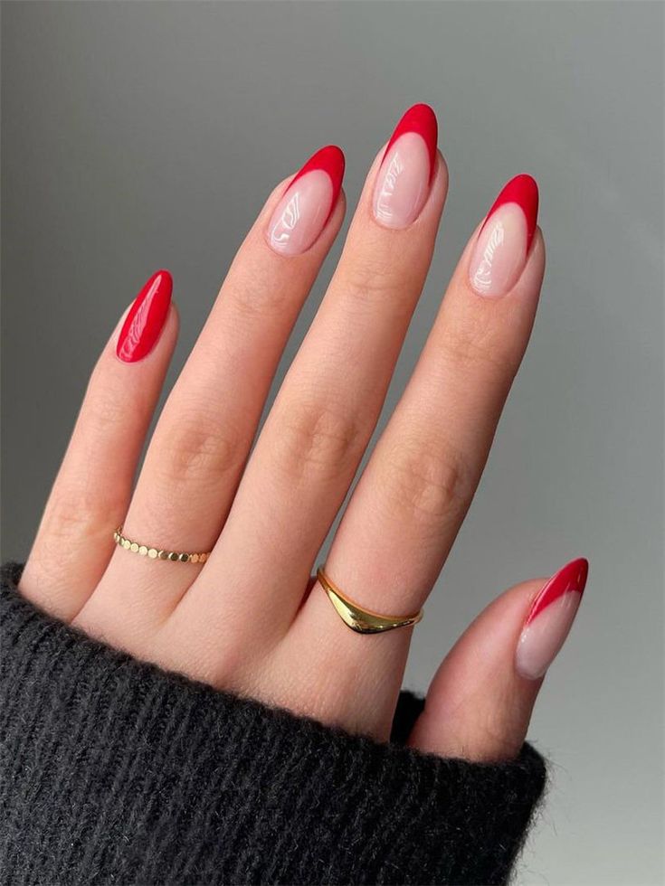 french nails red