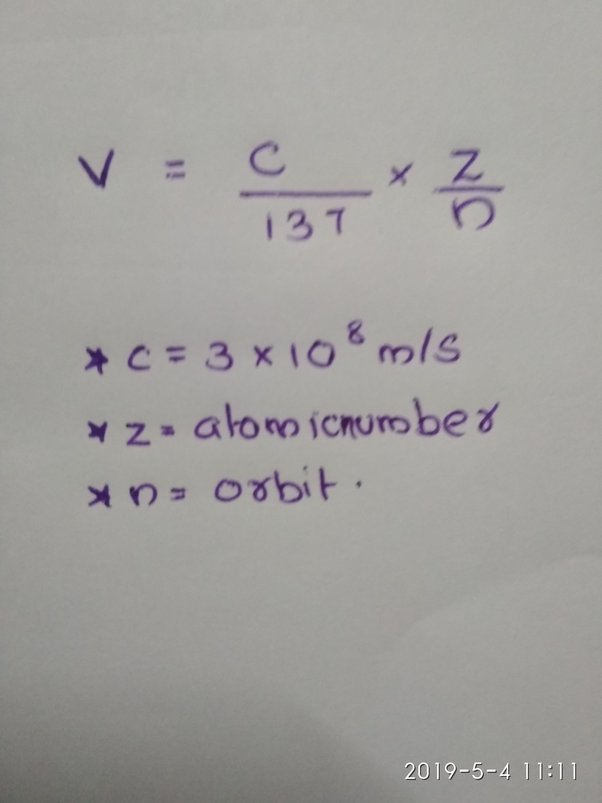 velocity of an electron in nth orbit