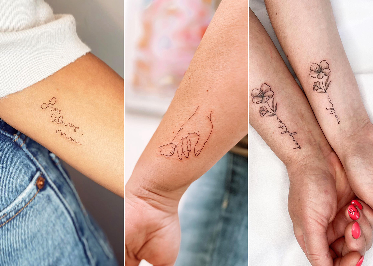 tatuajes pequeños madre e hijos