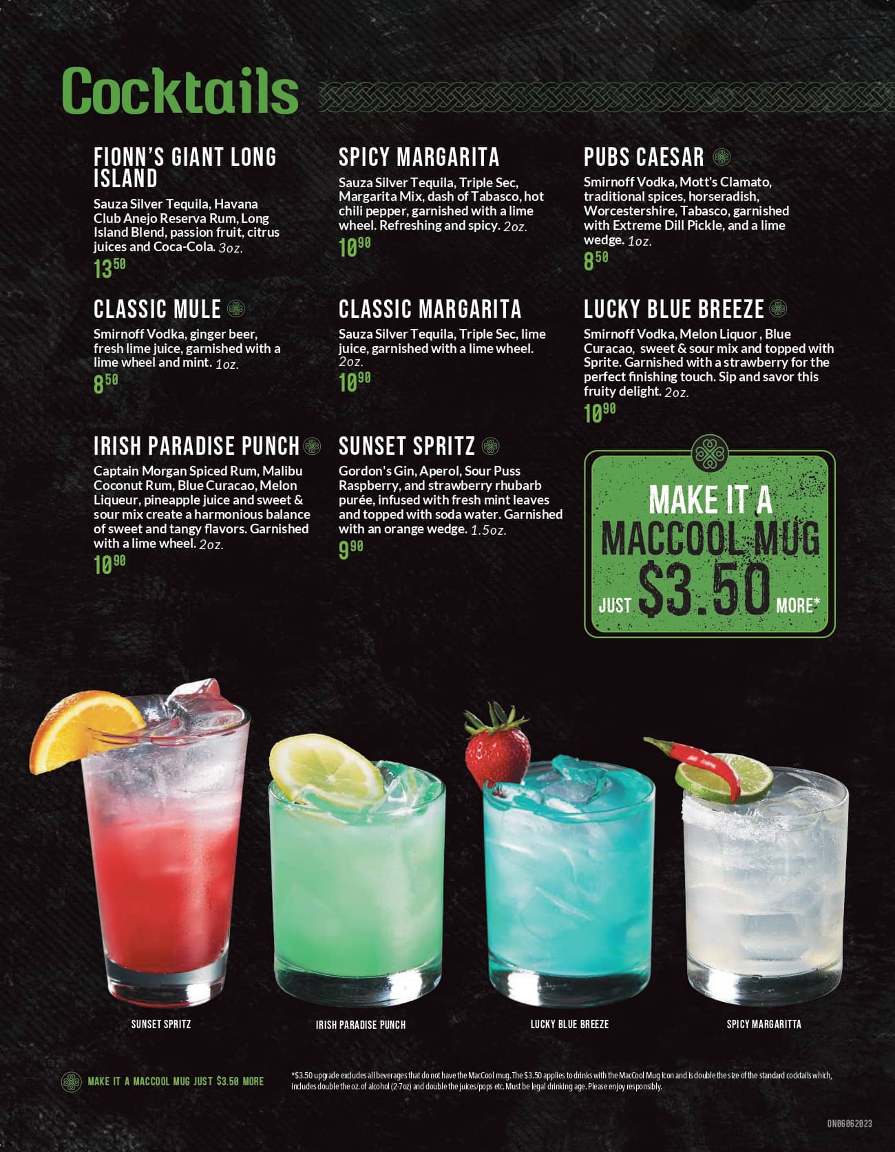 fionn maccools menu