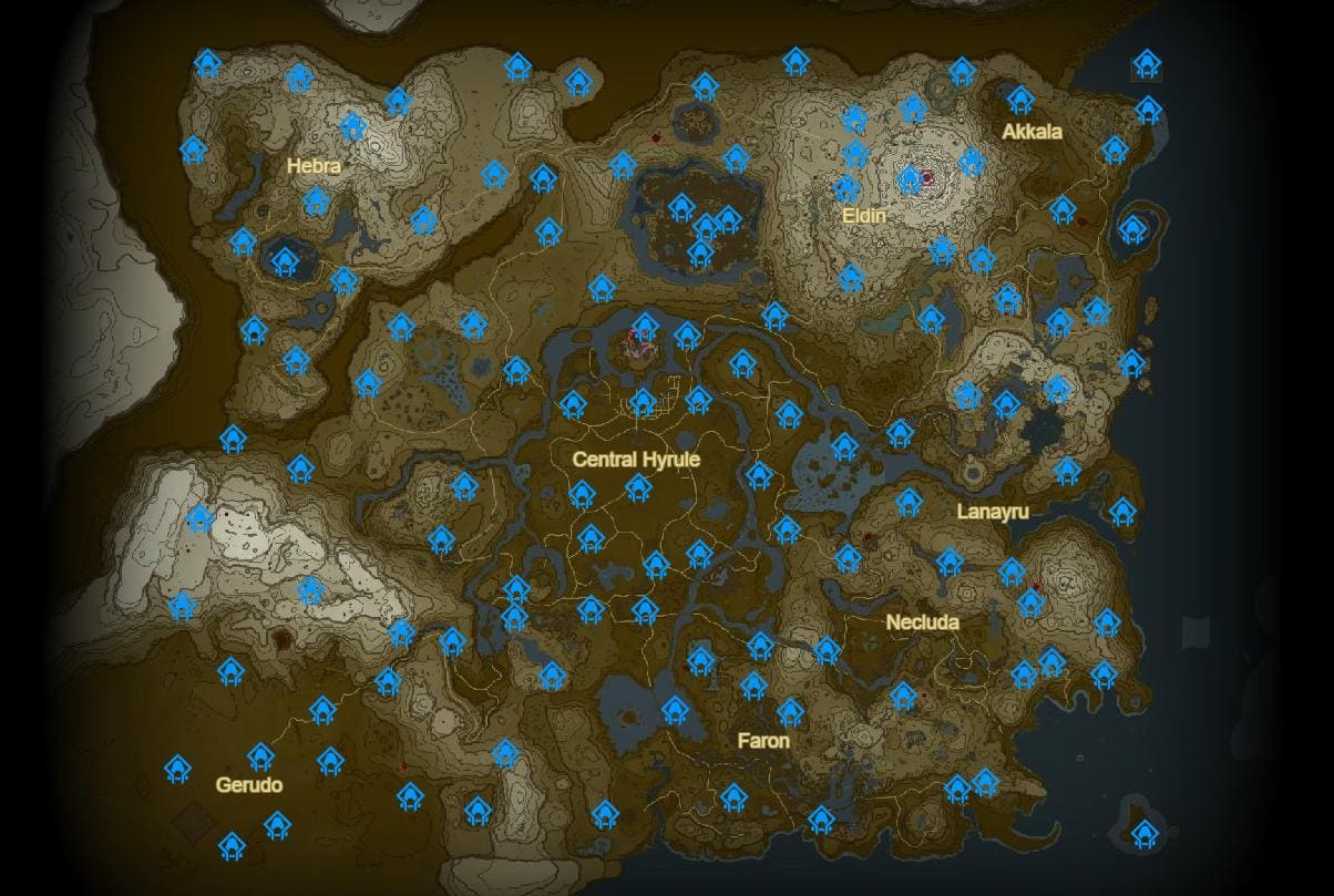 shrines zelda map