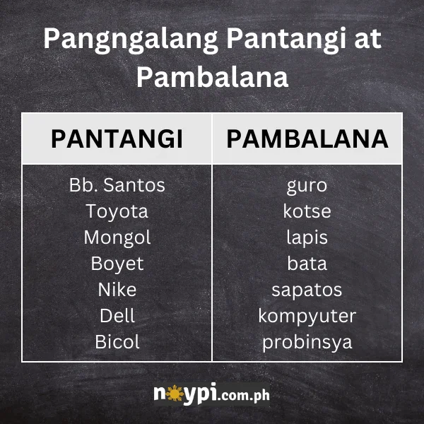 10 halimbawa ng pangngalang pambalana