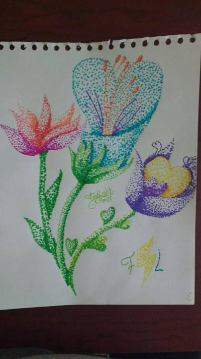 flor con puntillismo