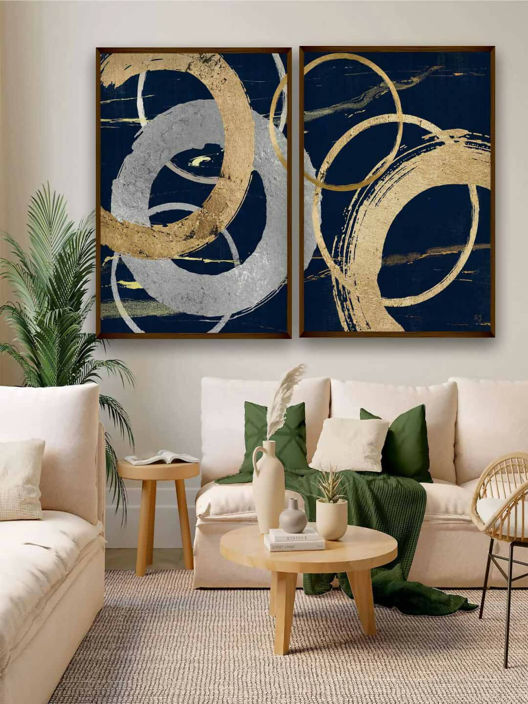 navy gold wall art