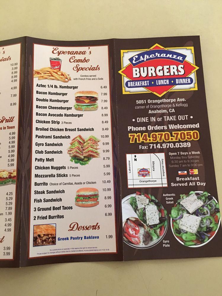 esperanza burger menu