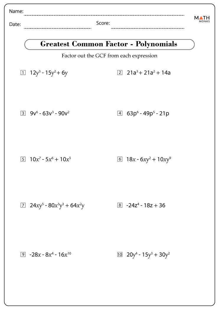 factoring polynomials activity pdf