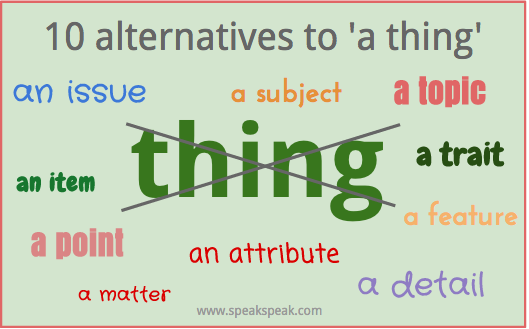 another word for things in an essay