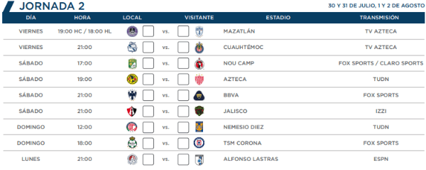 calendario futbol mexicano 2021