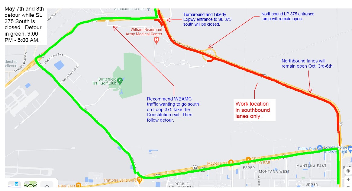 road closures el paso tx