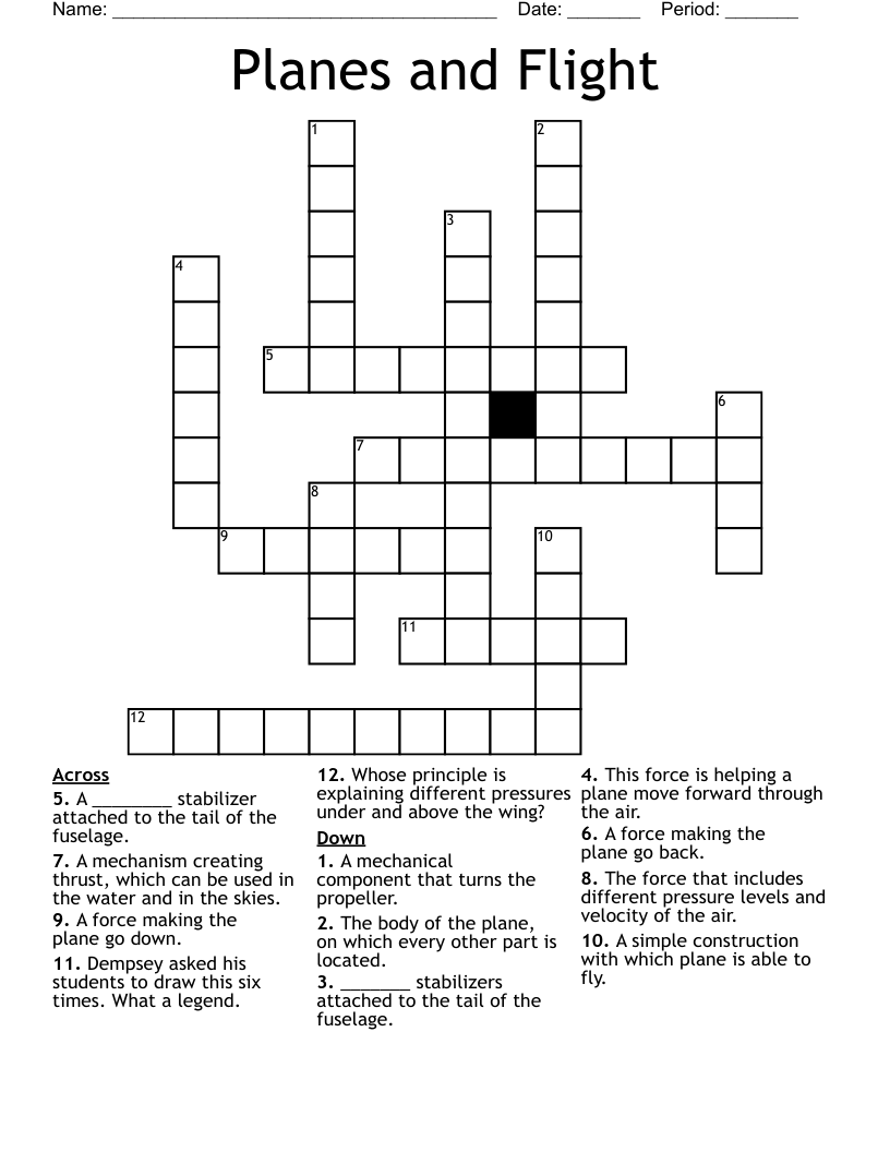 feature on a planes wing crossword clue