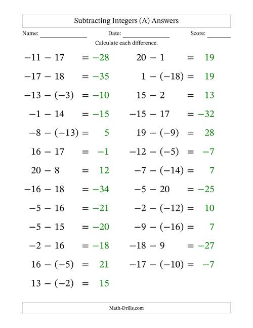 adding and subtracting negative numbers worksheets