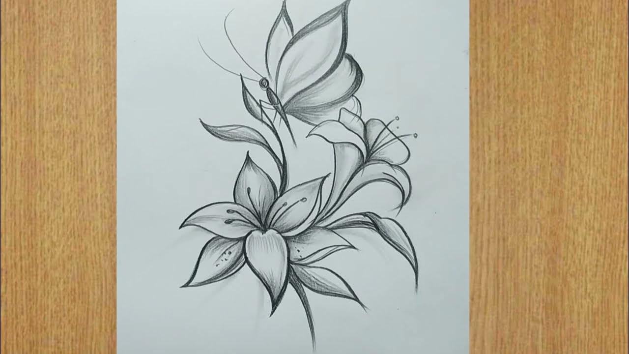 pencil sketch drawing flowers