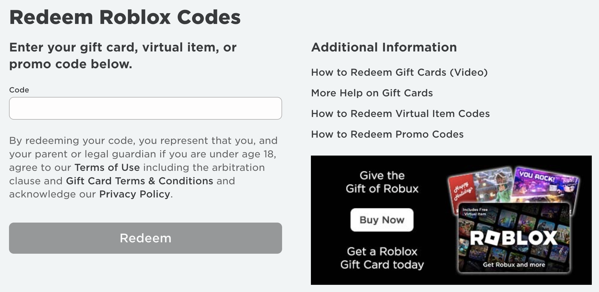 roblox redeem gift card