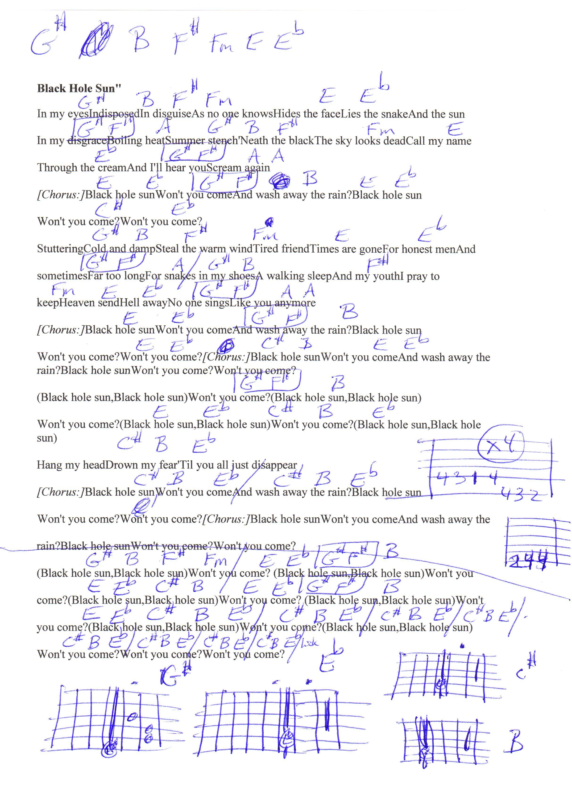 black hole sun chords