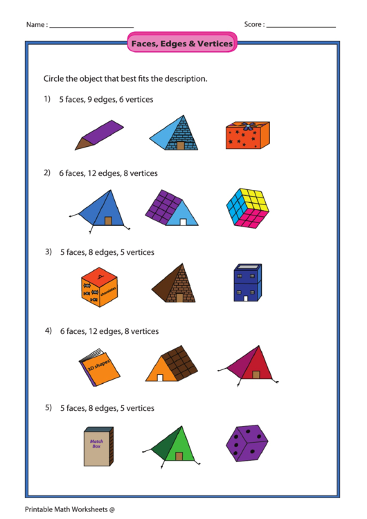 3d shapes faces edges vertices worksheets with answers