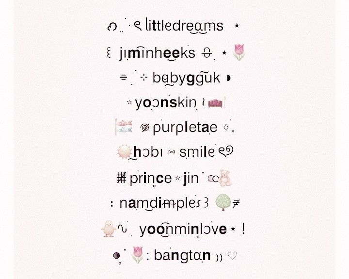 bts aesthetic usernames