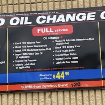 10 minute speed oil change coupon