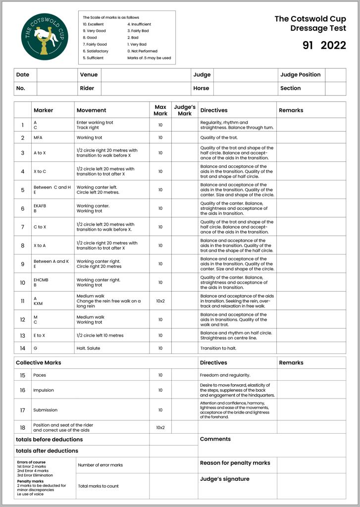 pc 70 dressage test