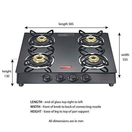 4 burner stove dimensions