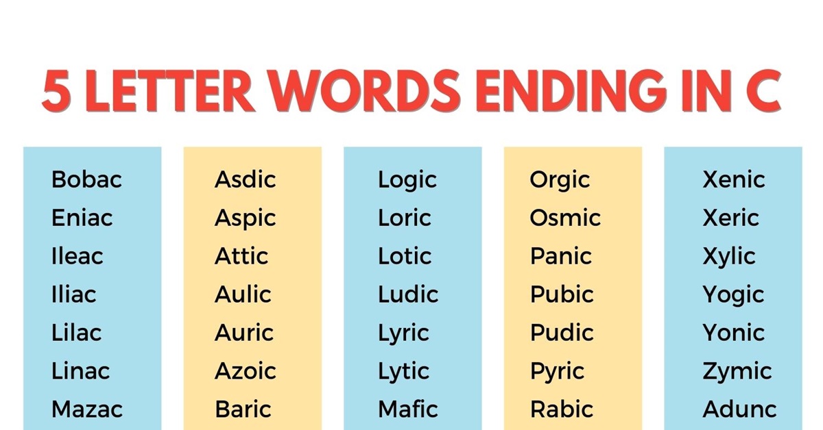 4 letter words ending c