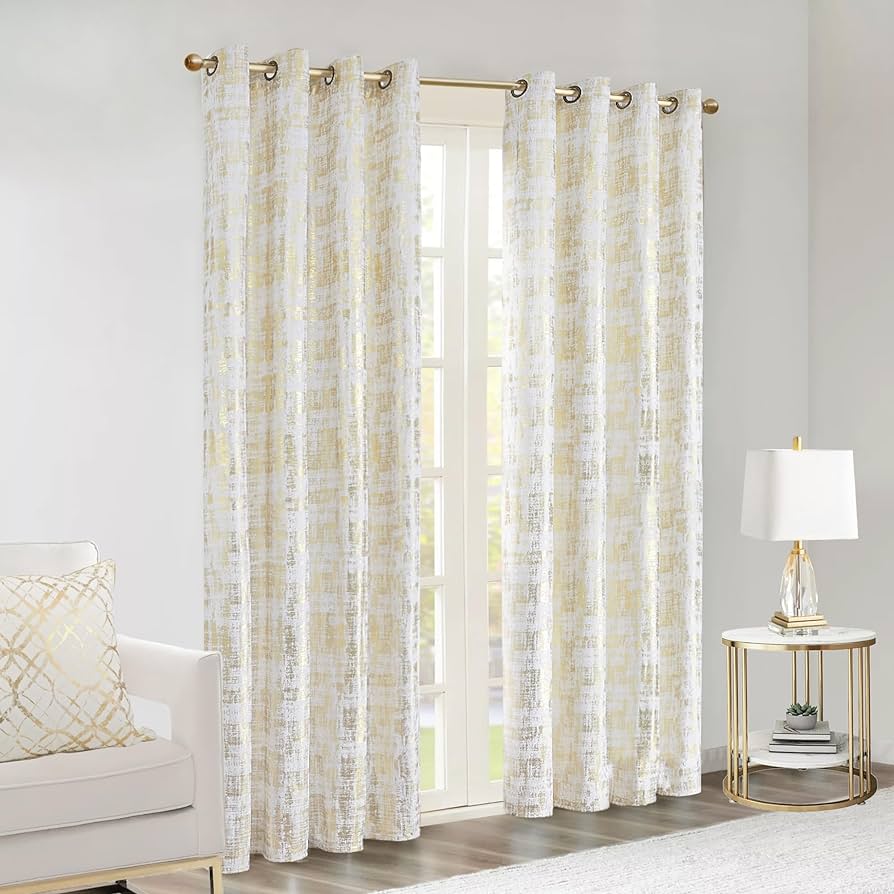 white and gold curtains