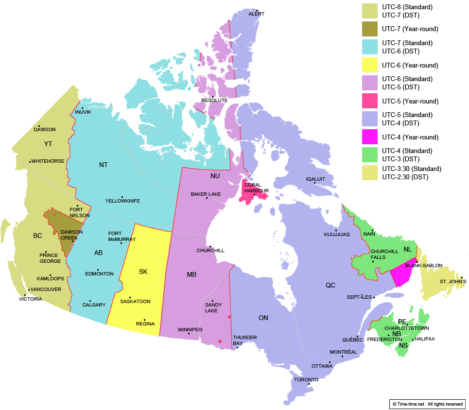 time zone in british columbia canada