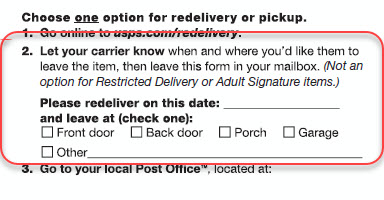 usps confirmation number redelivery