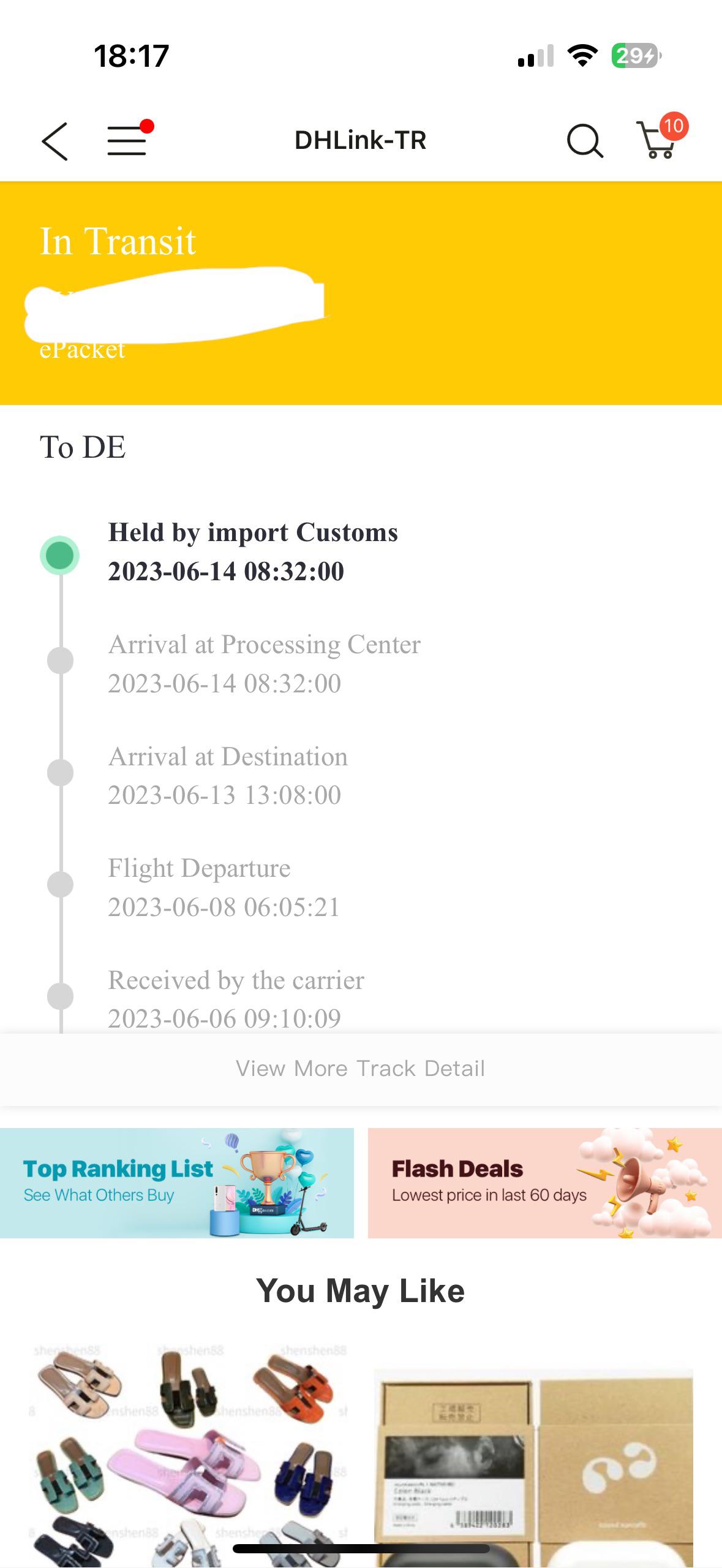 dhgate item held by customs