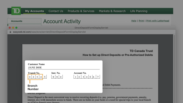 td bank direct deposits