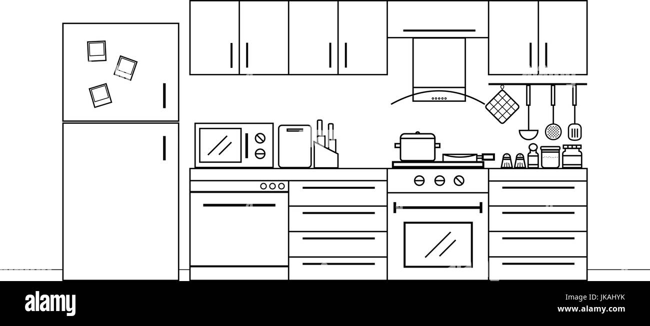 kitchen clipart black and white