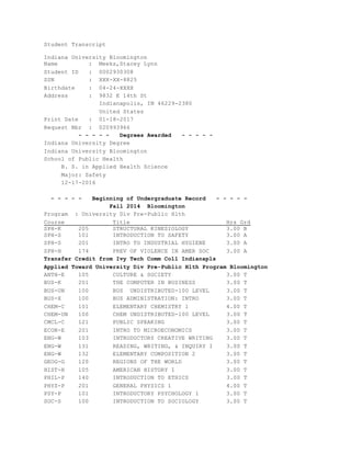 iu unofficial transcript