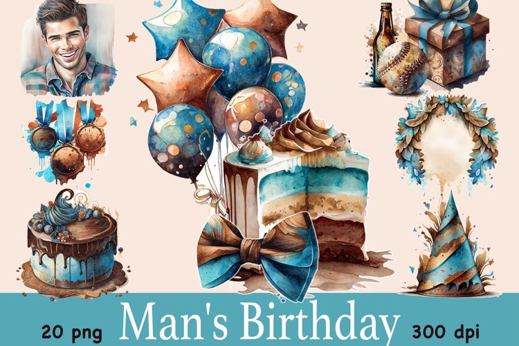 happy birthday man clipart