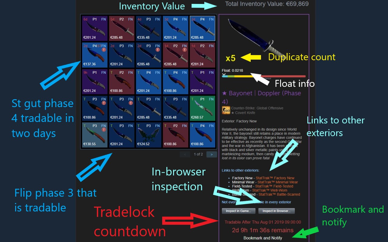 csgo inventory value extension