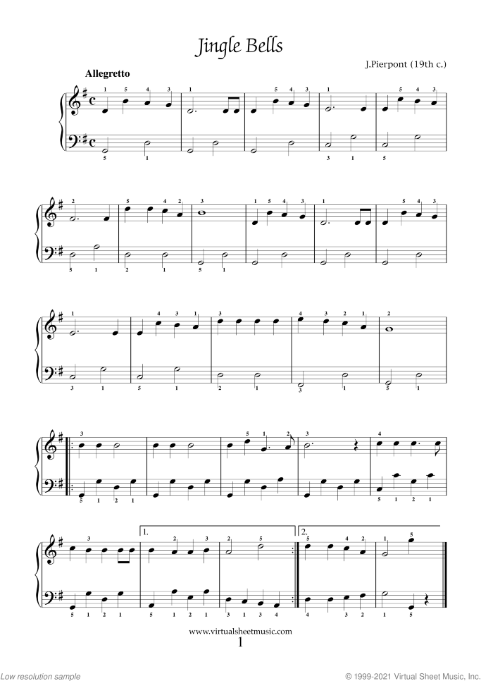 easy christmas piano sheet