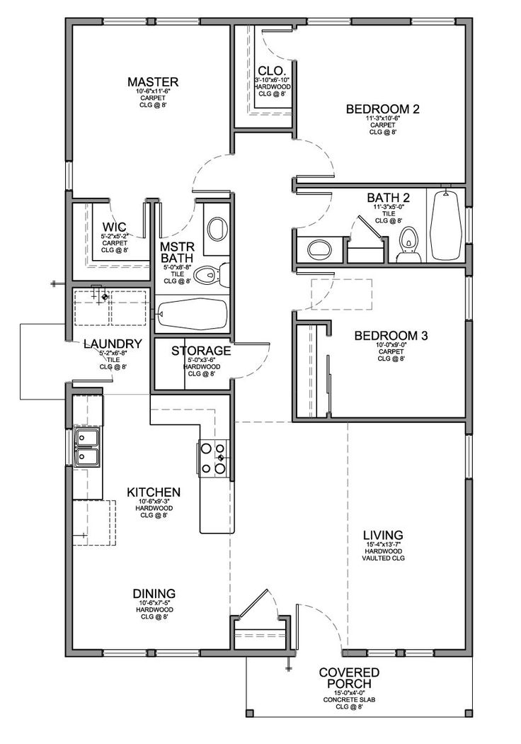 3 bedroom 2 bath small house plans