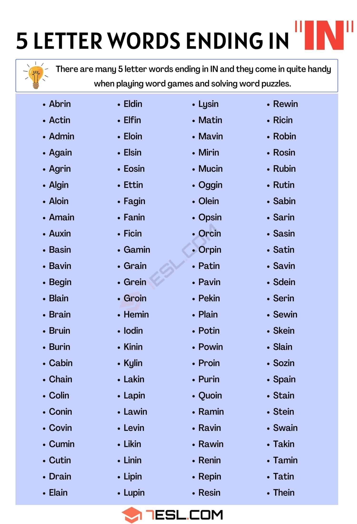 5 letter words ending in ls