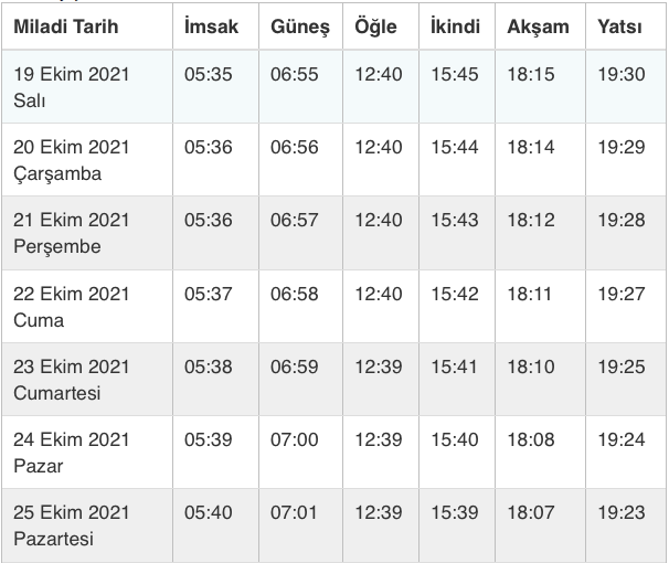 konya ezan vakitleri sabah