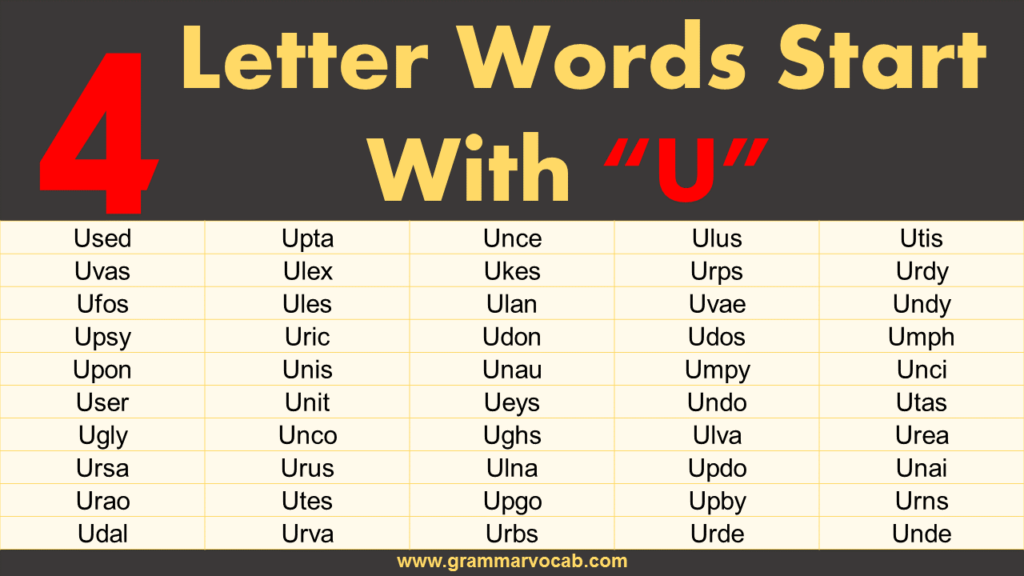 four letter words that start with u