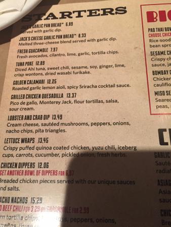 jack astors london menu