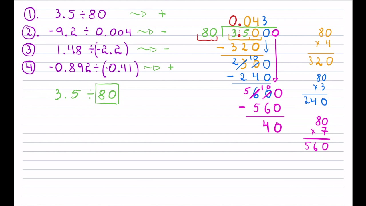 how to divide by decimals without a calculator