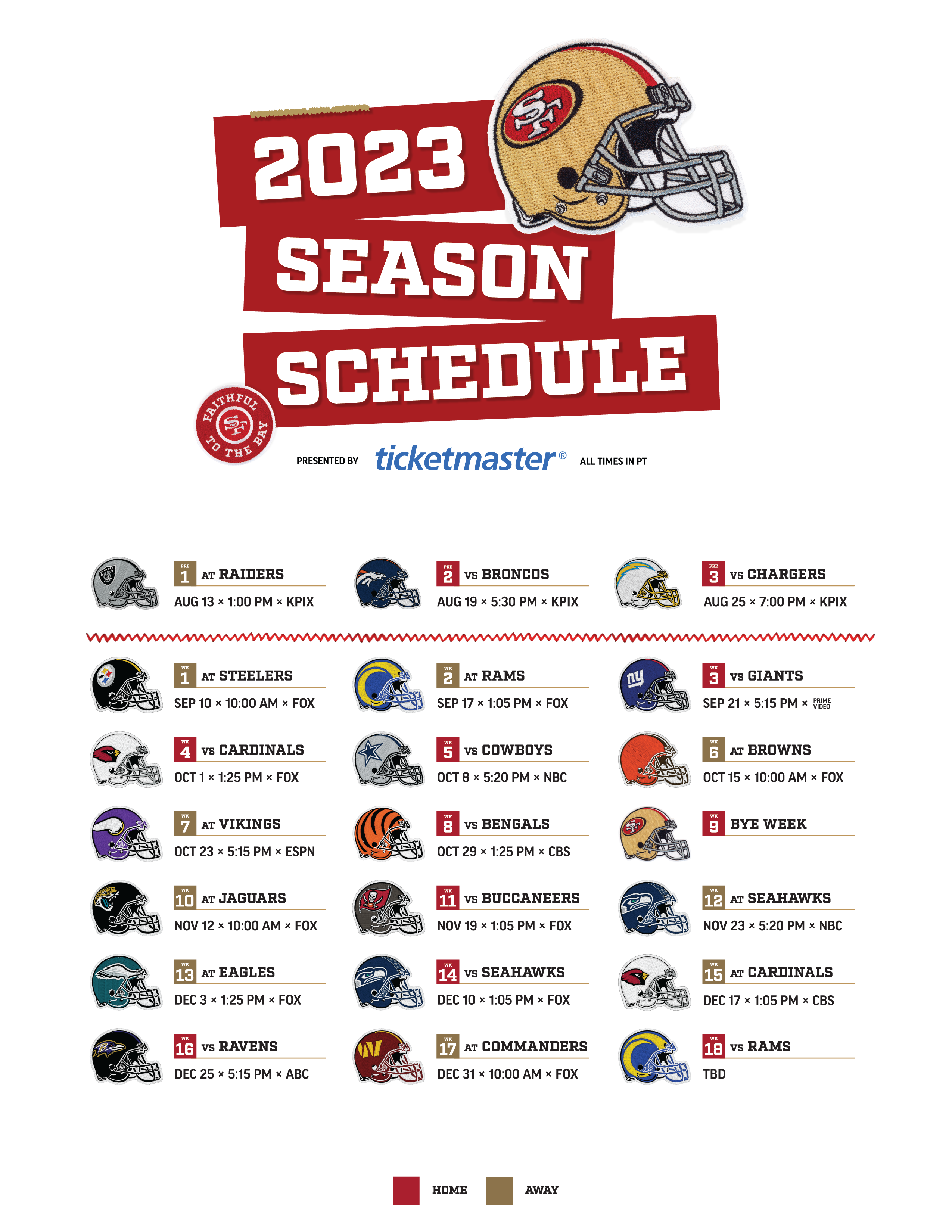 sf 49ers home schedule