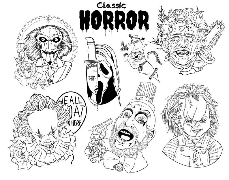 horror movie tattoo flash