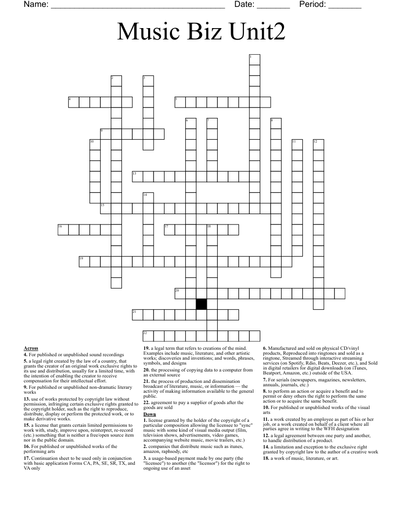 exclusive right crossword