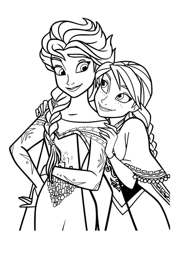 dibujos elsa y anna para colorear