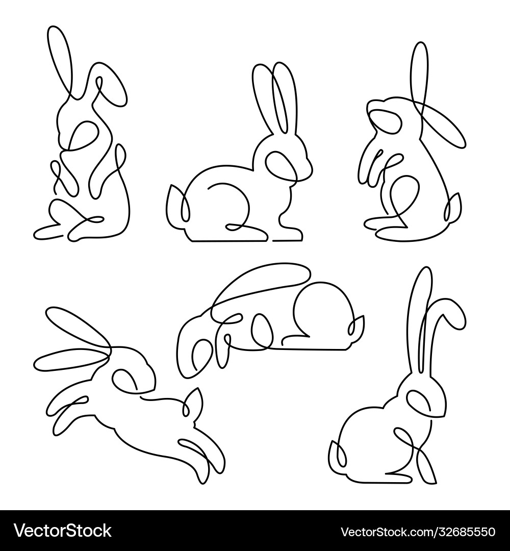 line drawings of rabbits