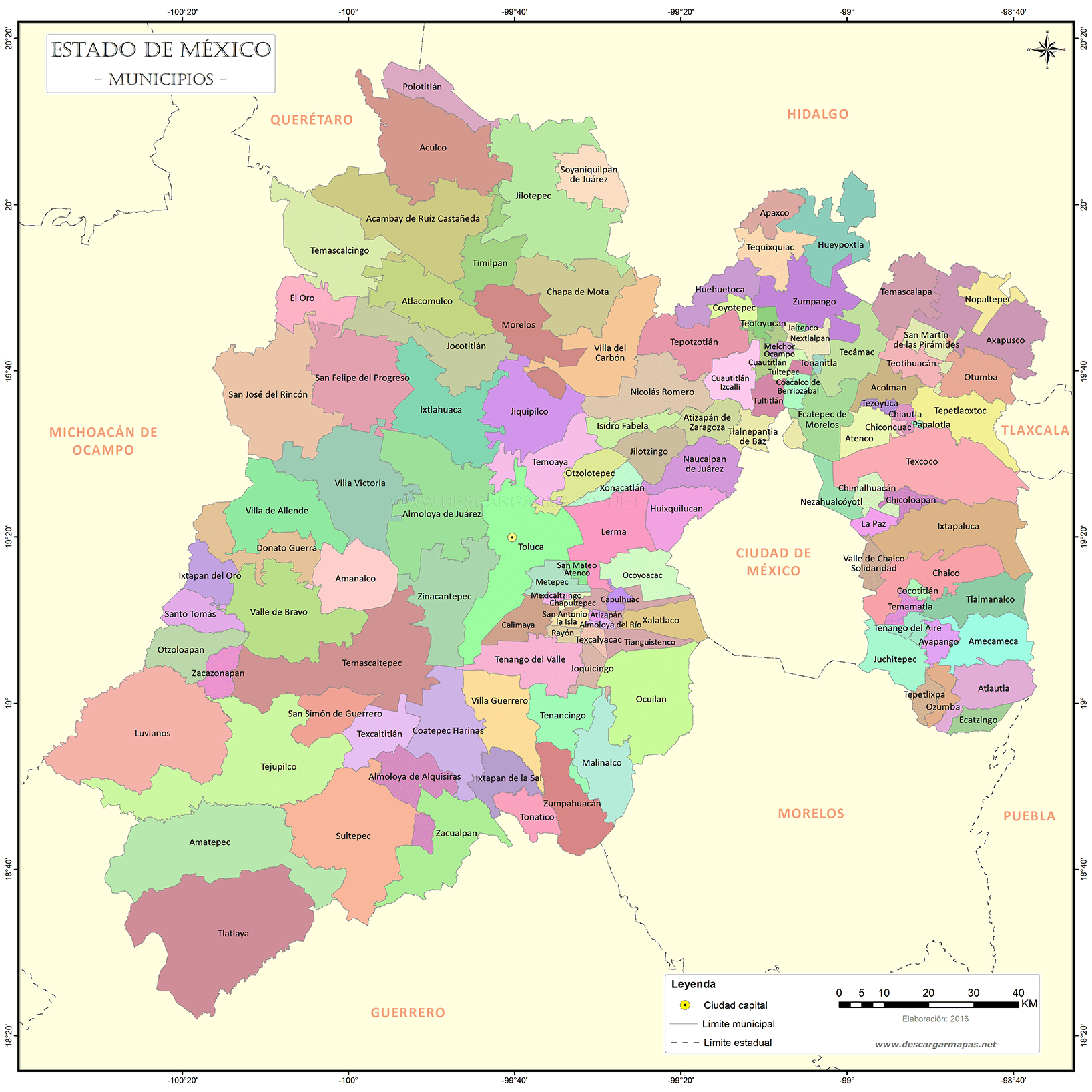 mapa de méxico con nombres de estados y municipios