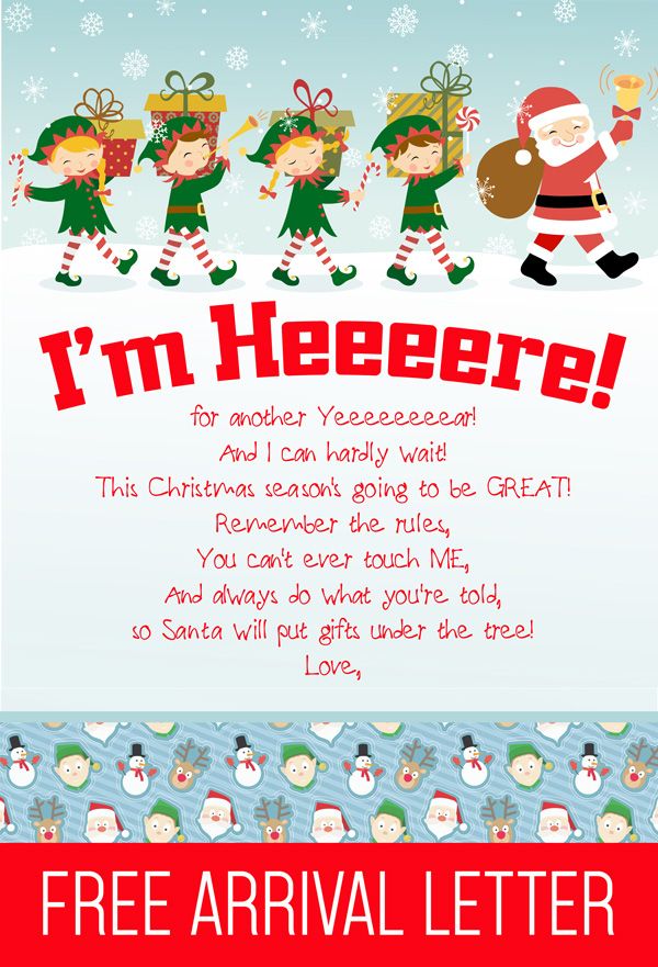 elf on the shelf arrival note