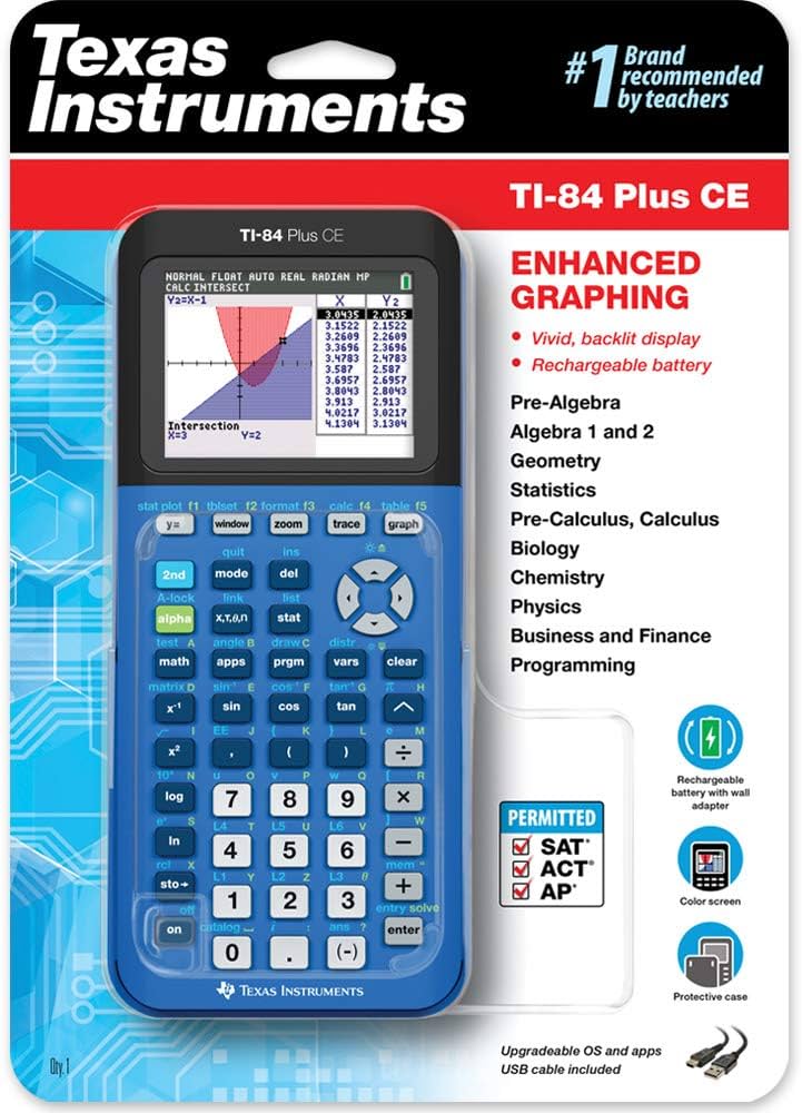 texas instruments ti-84 plus ce graphing calculator.