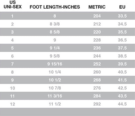 bauer skate sizing chart