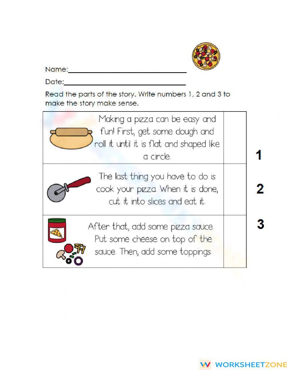 making a pizza worksheet